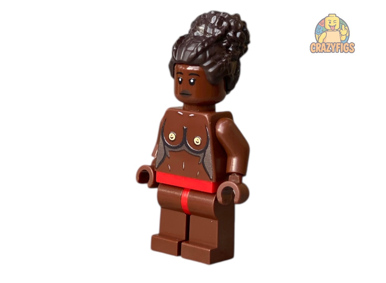Naked building block figure with breasts - brown