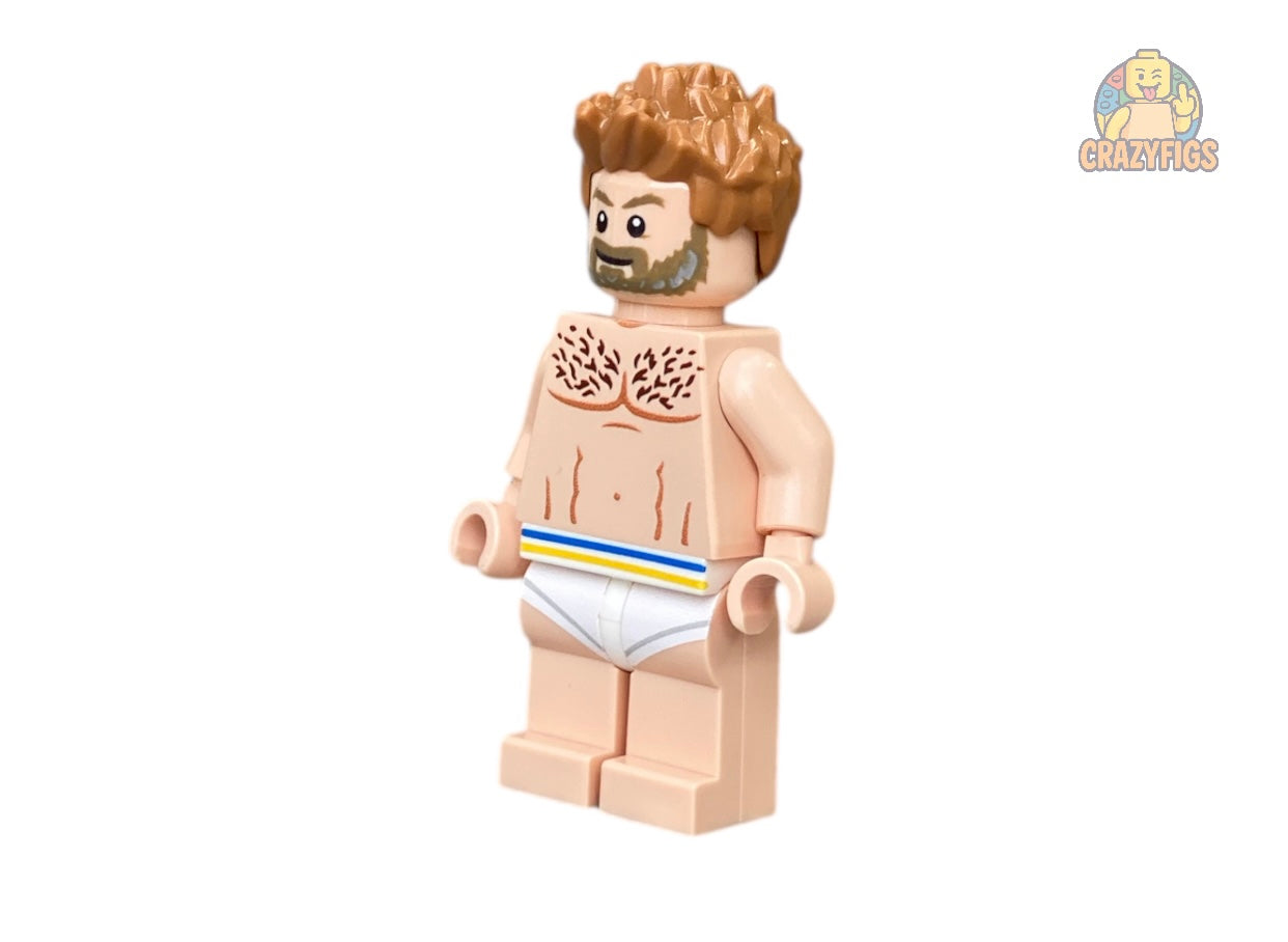 Naked male building block figure in boxer shorts