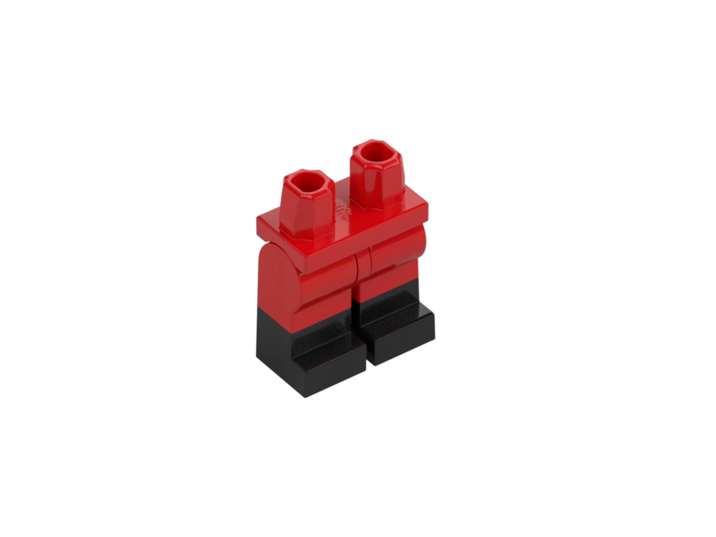 Red Lego minifigure legs with black boots