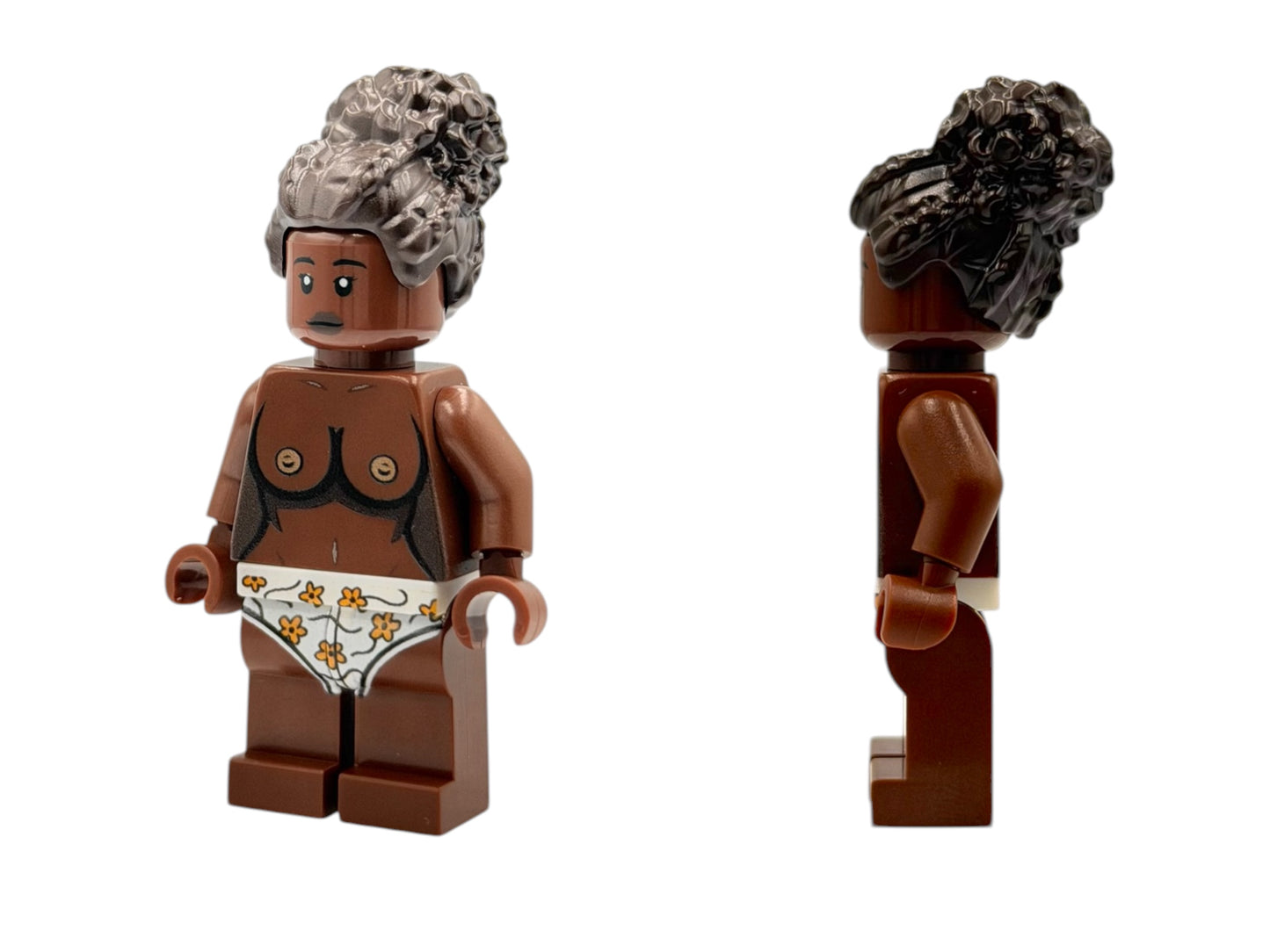 Naked building block figure with breasts - brown