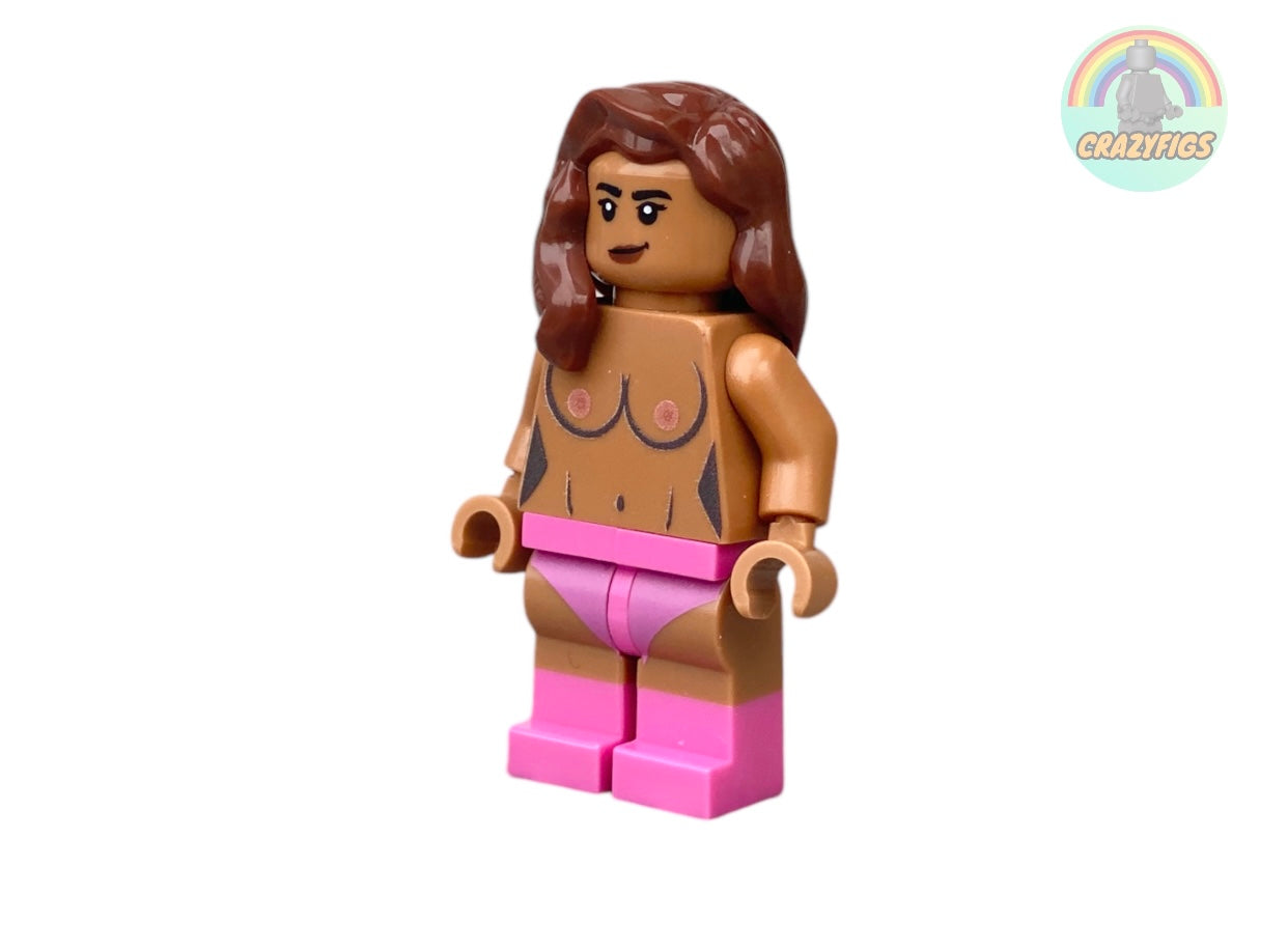 Naked building block figure with breasts - medium nougat