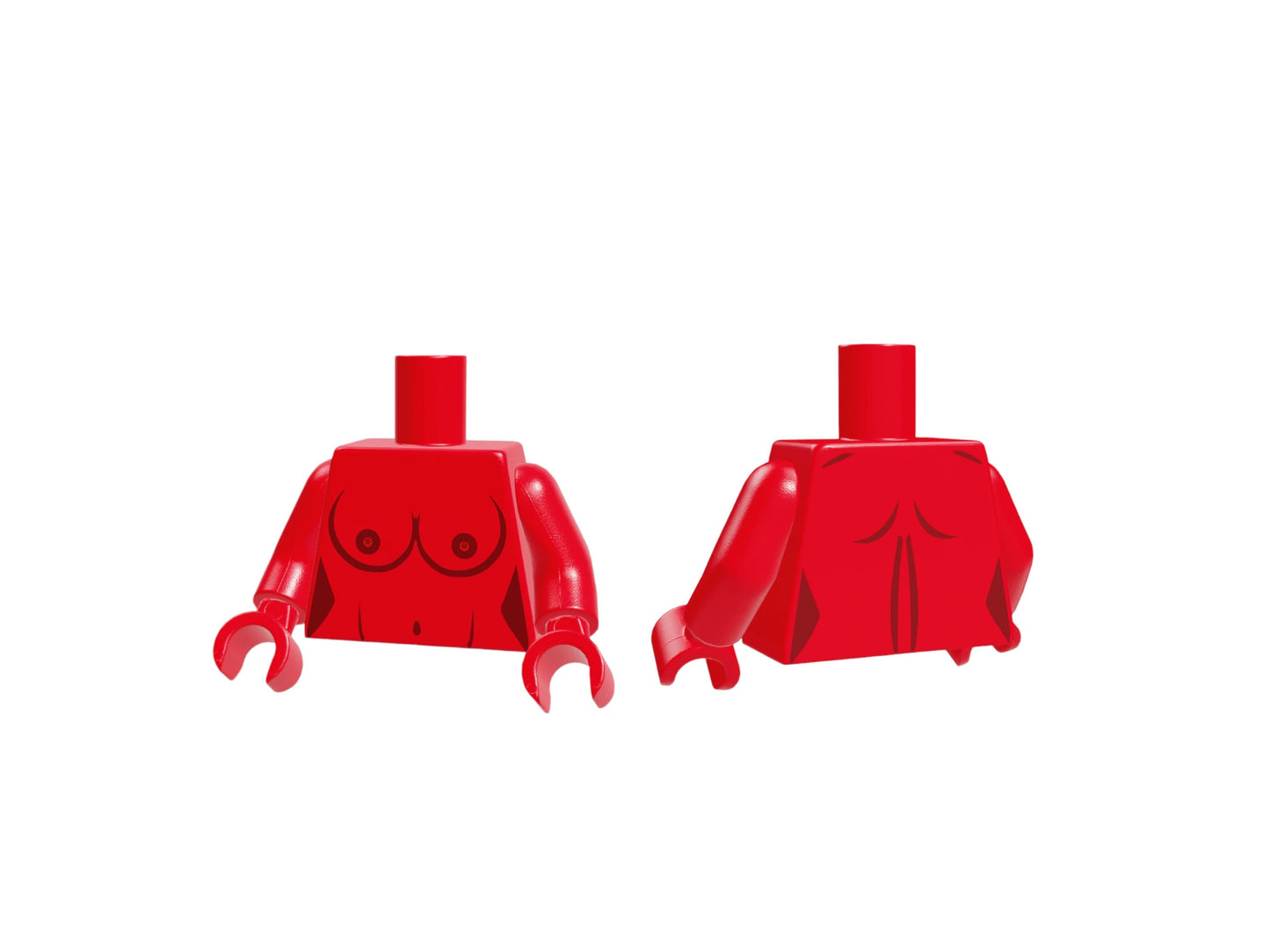 Naked building block torso with red breasts
