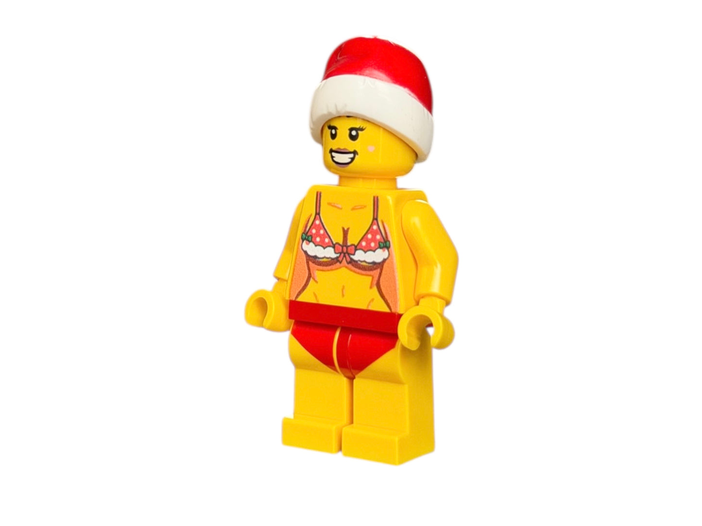 Sexy building block figure in a Christmas bikini