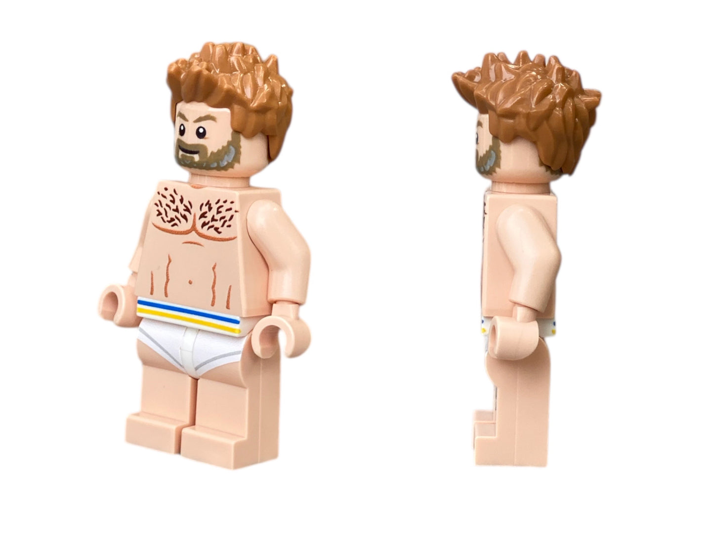 Naked male building block figure in boxer shorts