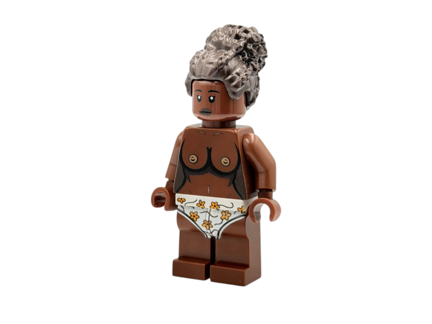 Naked building block figure with breasts - brown
