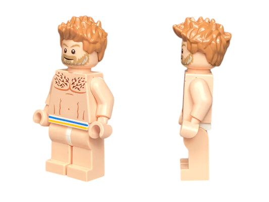 Naked male building block figure in boxer shorts
