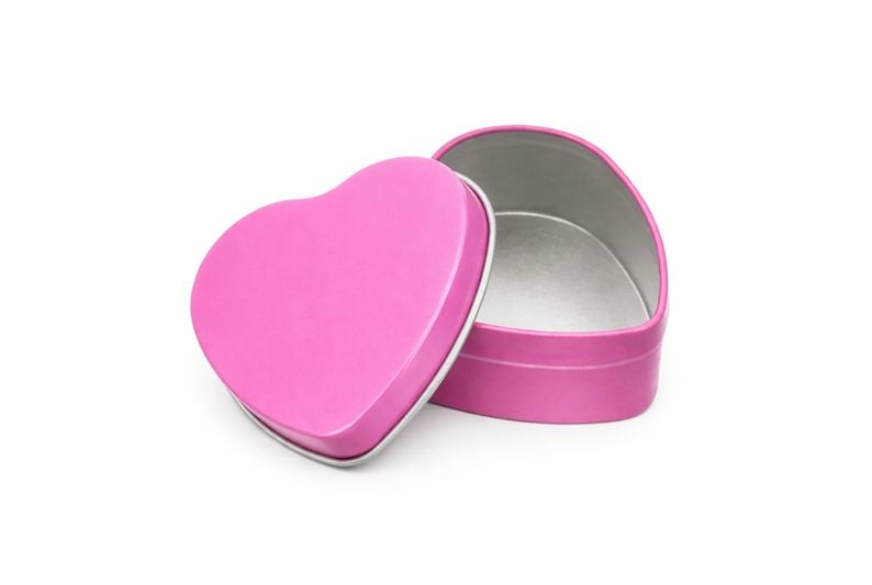 Pink metal heart-shaped box