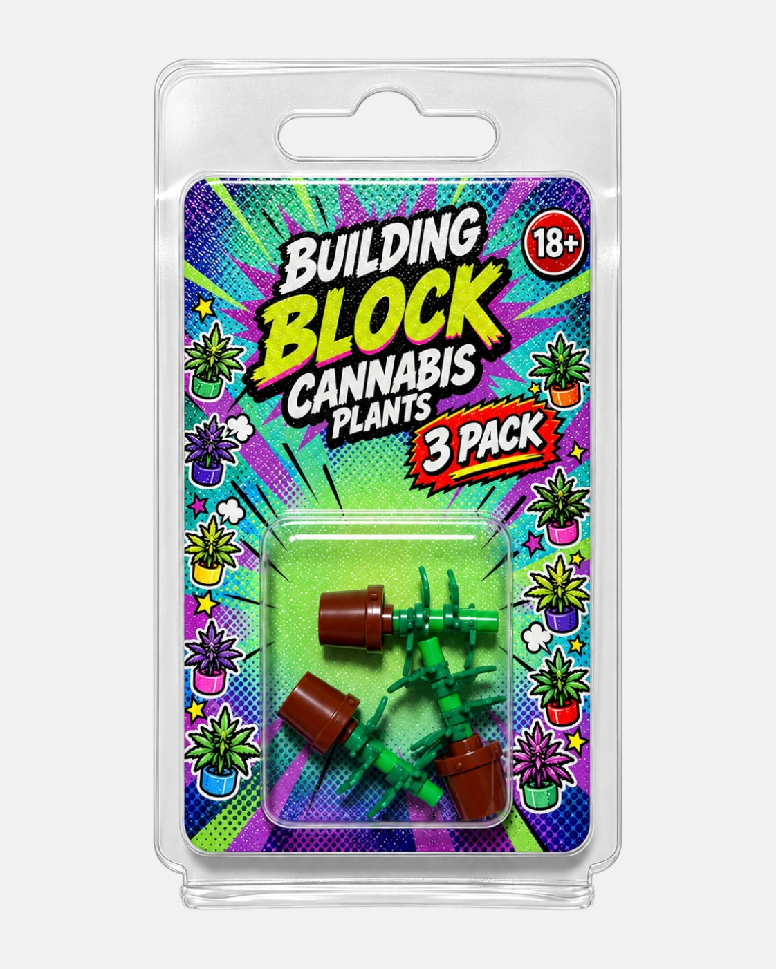 Artificial Cannabis Building Block Plant - Set of 3