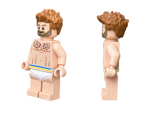 Naked male building block figure in boxer shorts