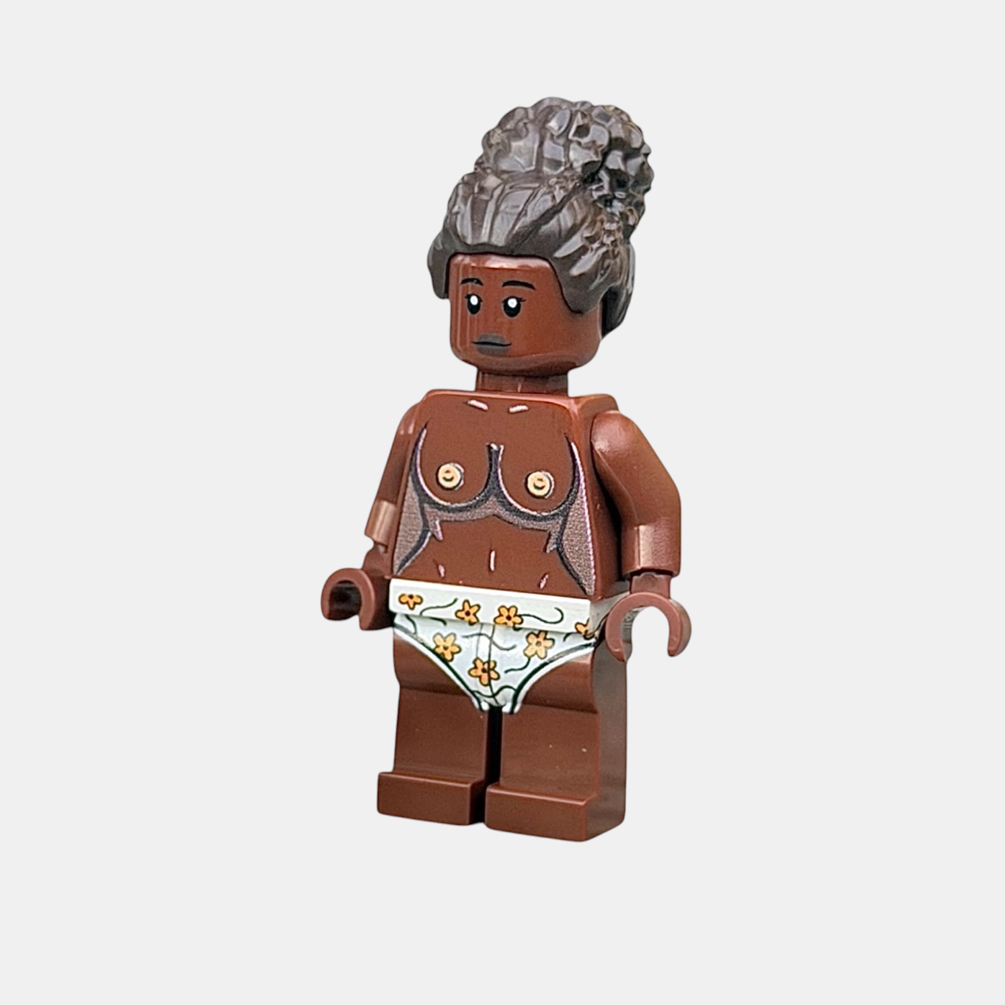 Naked building block figure with breasts - brown