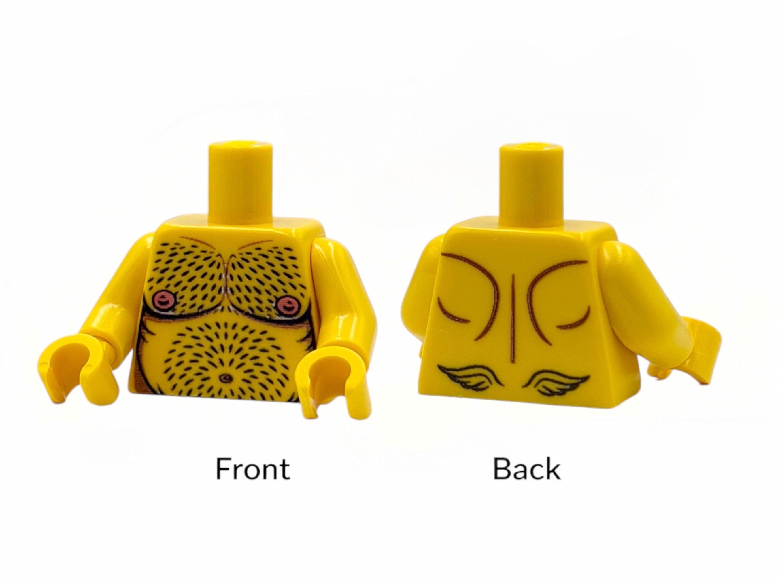 Hairy Male Torso Building Block - bright yellow
