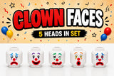 Clown Heads 5-piece Set