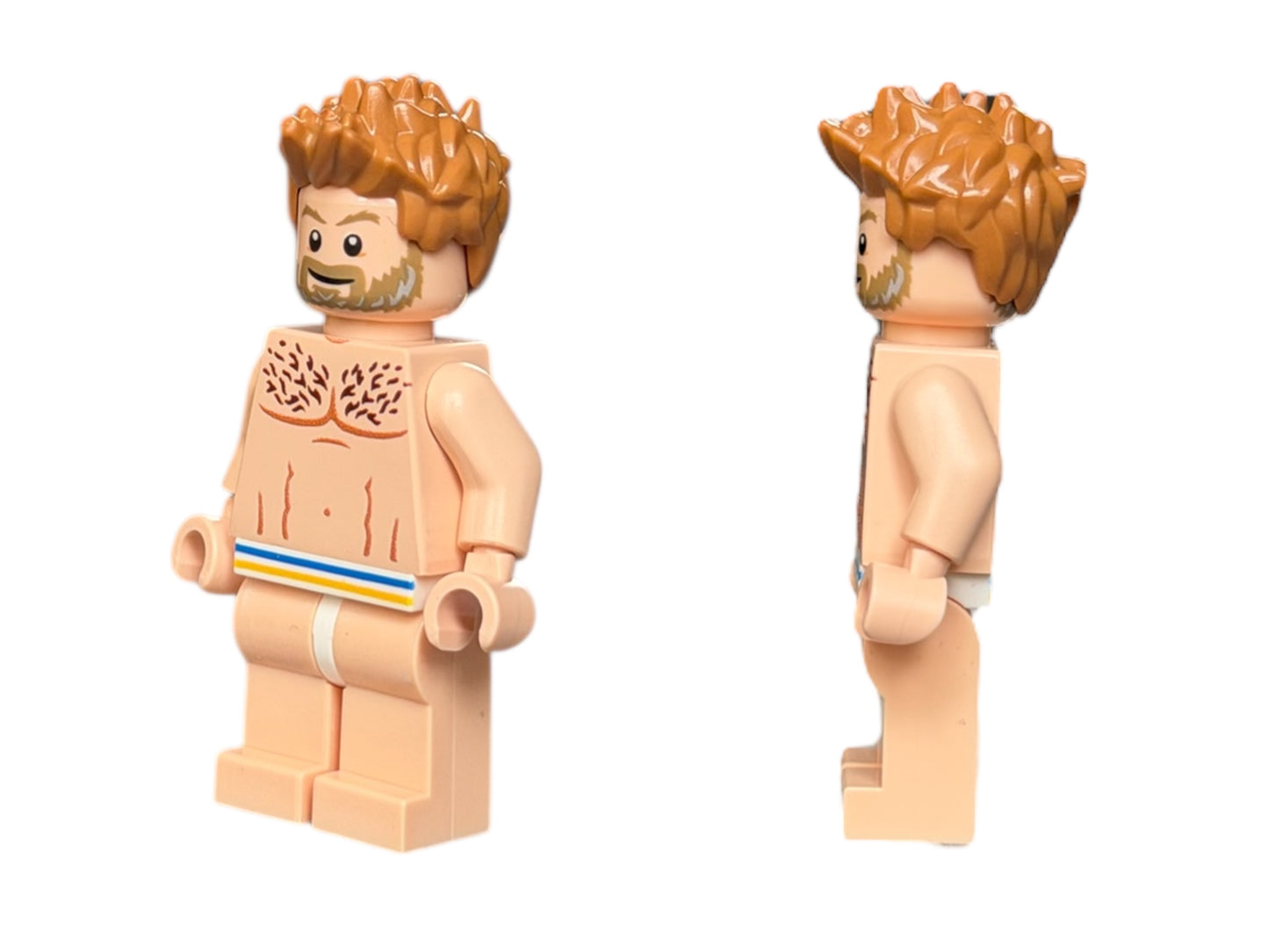 Naked male building block figure in boxer shorts