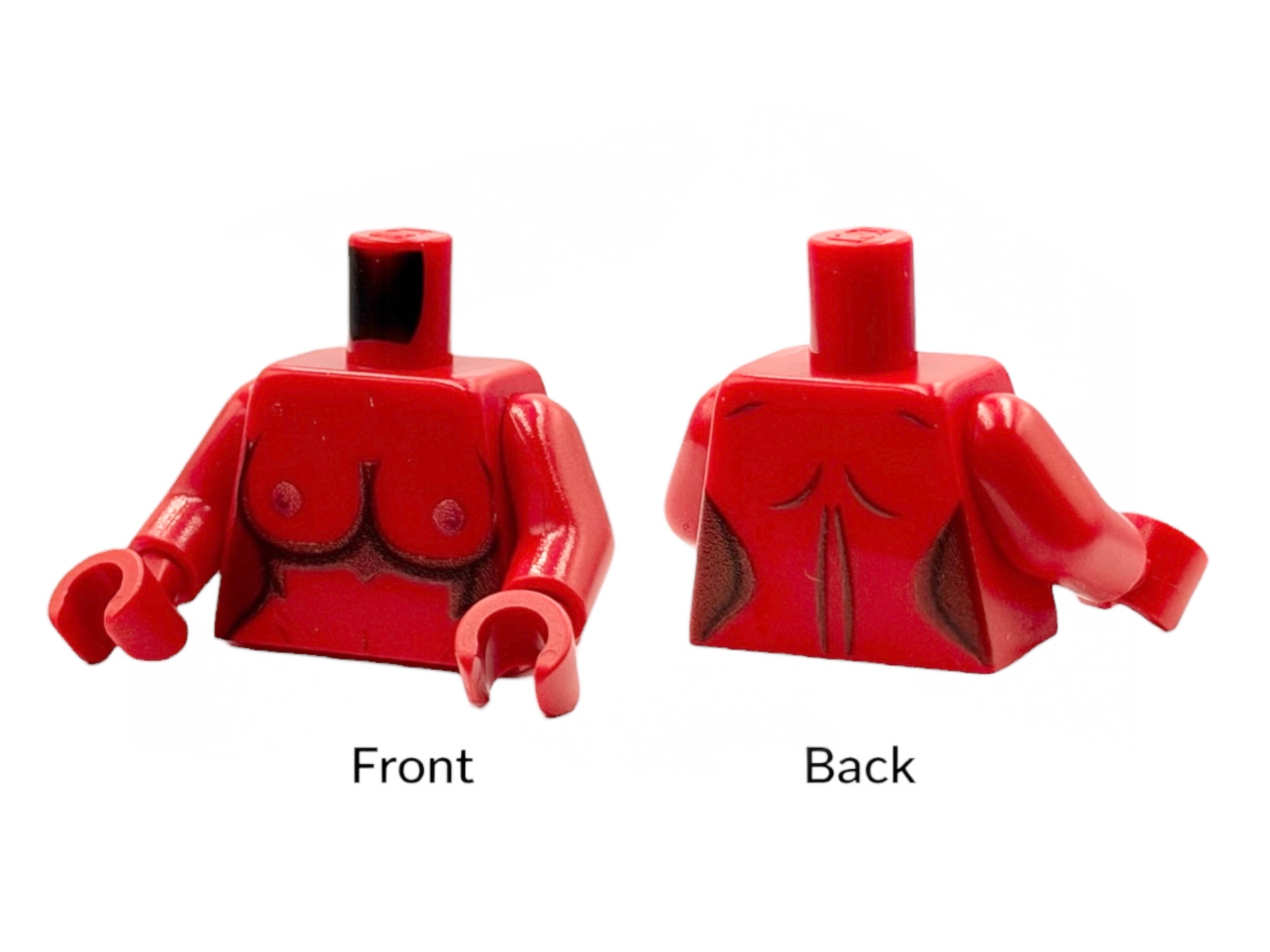Naked building block torso with red breasts