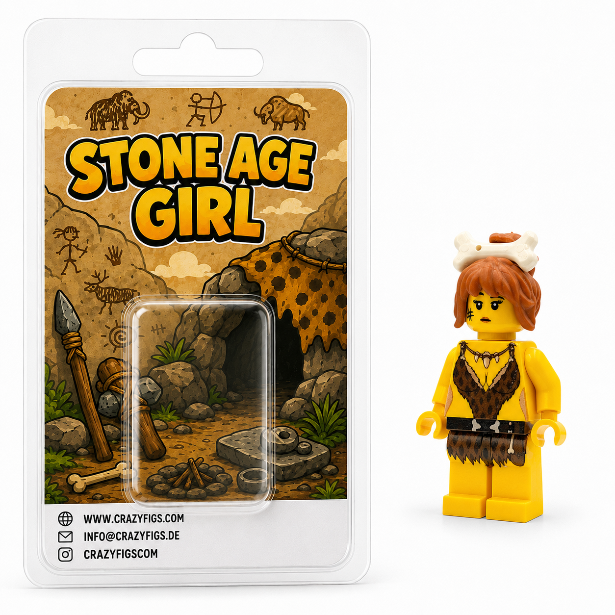 Stone Age Girl Building Block Figure